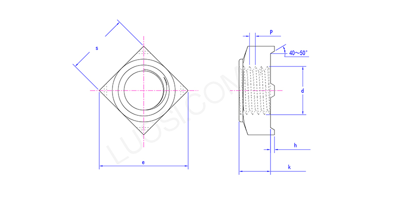 Inch Big Square Weld Nuts